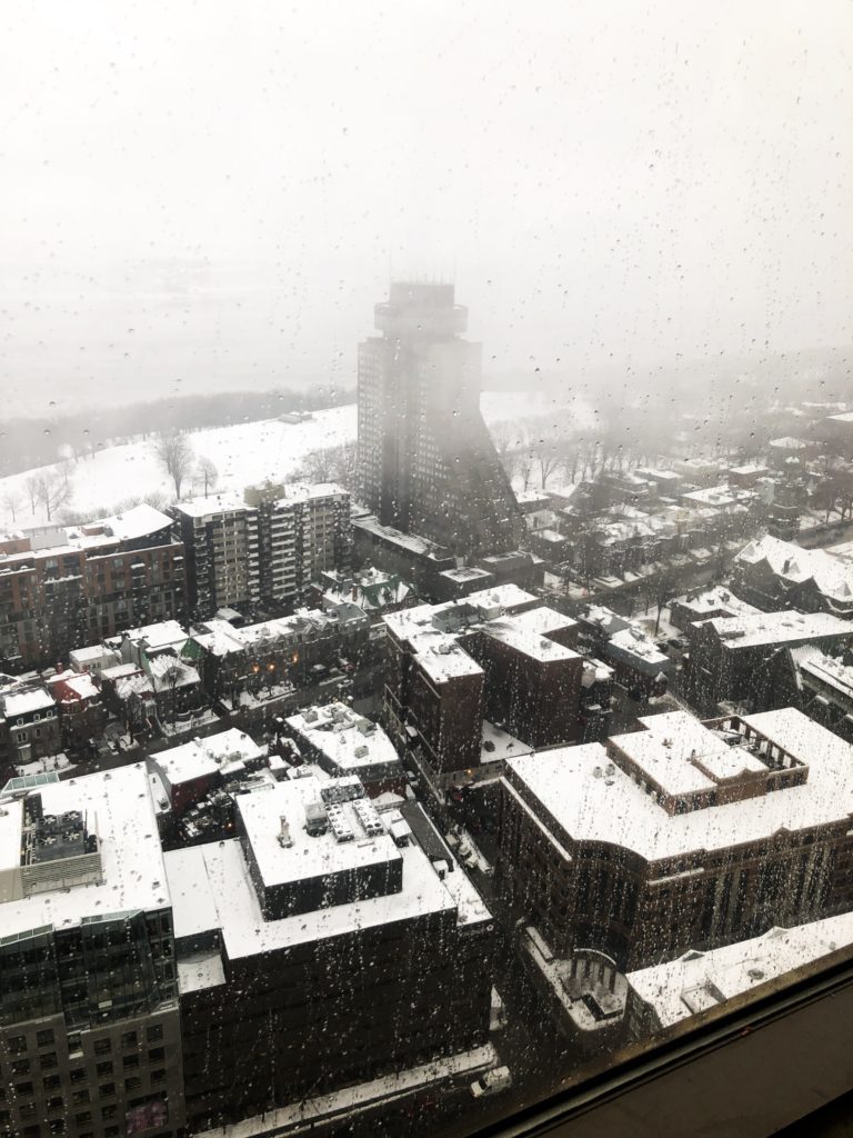 Vue depuis l'observatoire de la capitale à Québec en hiver